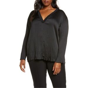 Vince Crushed Satin Blouse Top Sz XL